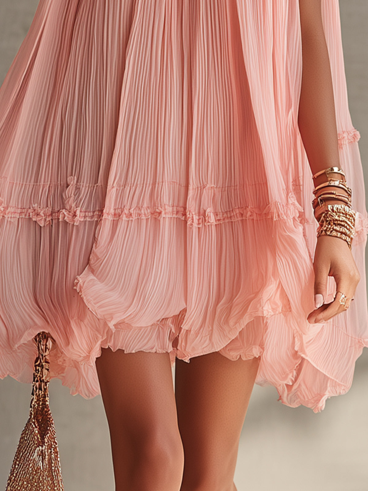 Isabella | Mini abito chiffon con scollo all'americana e gonna balloon