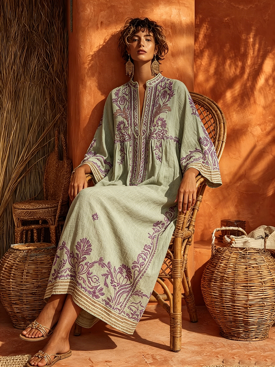 Celestina - Abito boho ricamato dal fascino mediterraneo