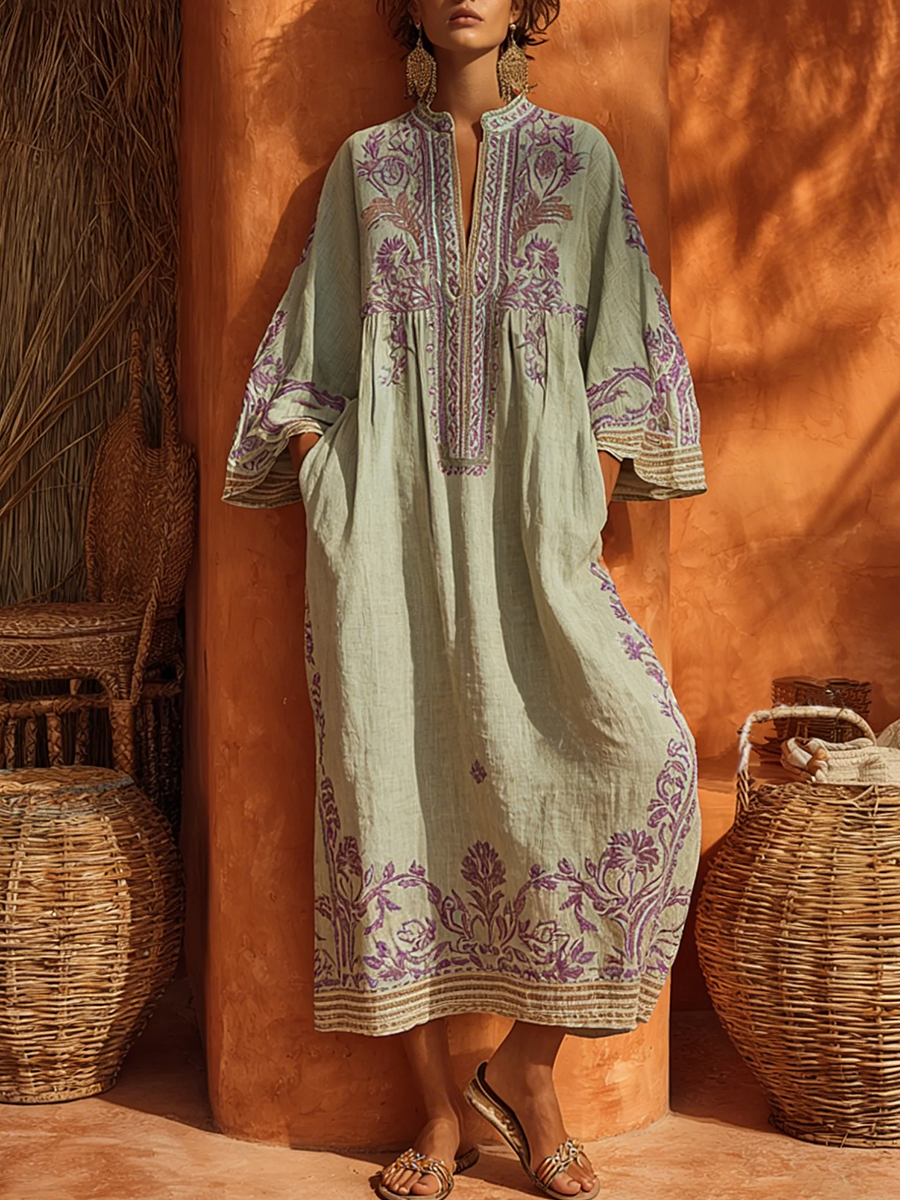 Celestina - Abito boho ricamato dal fascino mediterraneo